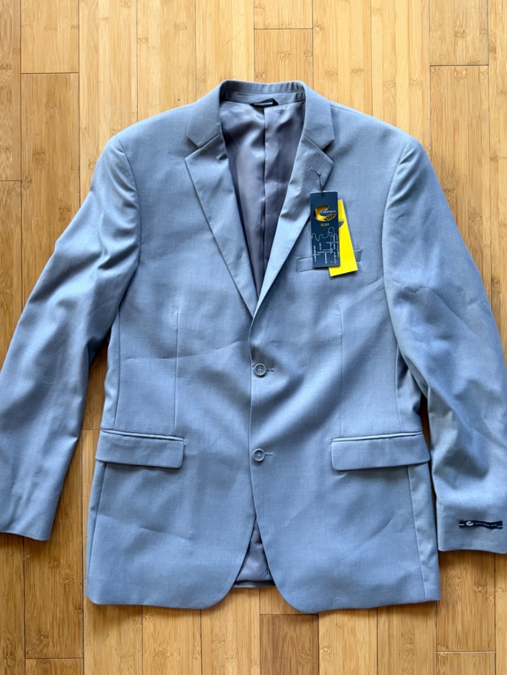 NWT Caravelli "Harry" Light Gray Slim Fit Wool Blend Men's Suit Jacket 42L